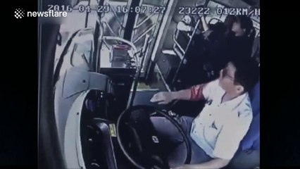 Two buses crash on China road after argument