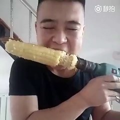 Corn Eating with Drill Machine - Amazing