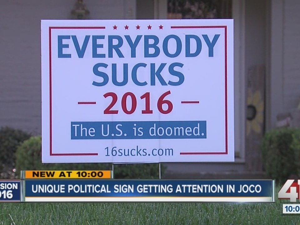 Unique political sign getting attention in Johnson County