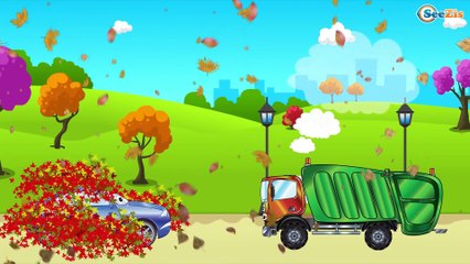 ✔ Cars Cartoons Compilation for children / Garbage Truck cleans streets from autumn leaves✔