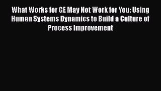 [Read Book] What Works for GE May Not Work for You: Using Human Systems Dynamics to Build a