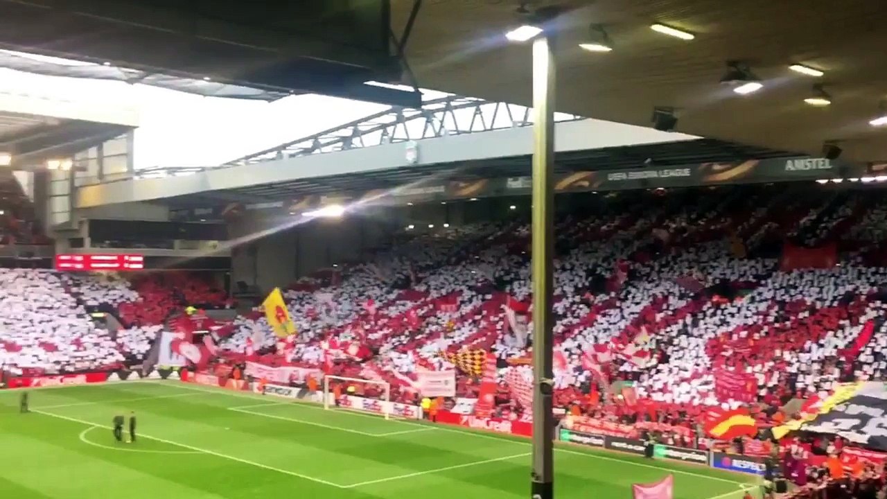 amazing choreo The 96 You'll never walk alone Liverpool vs Villarreal 05-05-2016