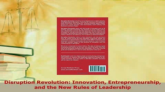 Download Disruption Revolution Innovation Entrepreneurship and the New Rules of Leadership Free Books