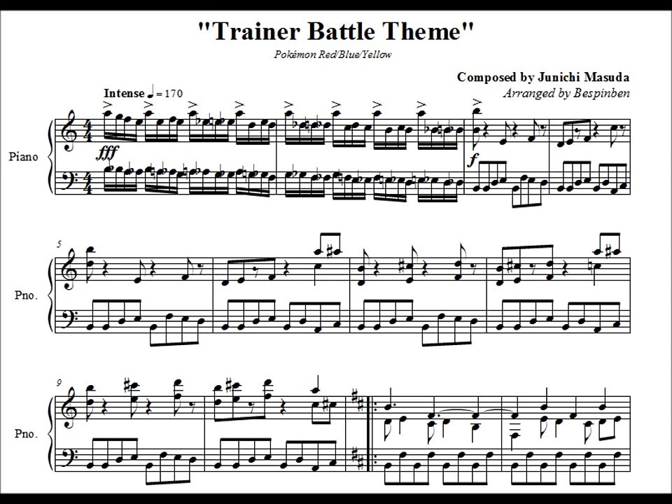 Pokémon RBY Trainer Battle Theme (Piano Sheet Music) - video Dailymotion