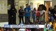 Lions quarterback Matthew Stafford visits Clinton Twp. elementary, reveals second dream job