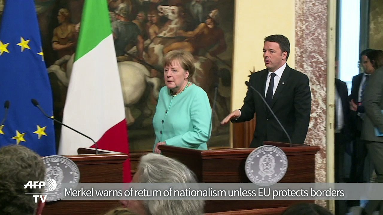 Merkel warns of return to nationalism unless EU protects borders