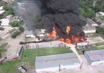 Drone Captures Aerial View of Huge Fire at Houston Warehouse