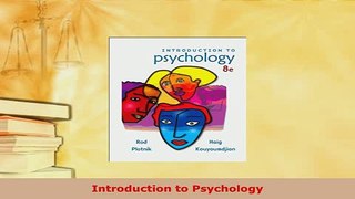 PDF  Introduction to Psychology PDF Book Free