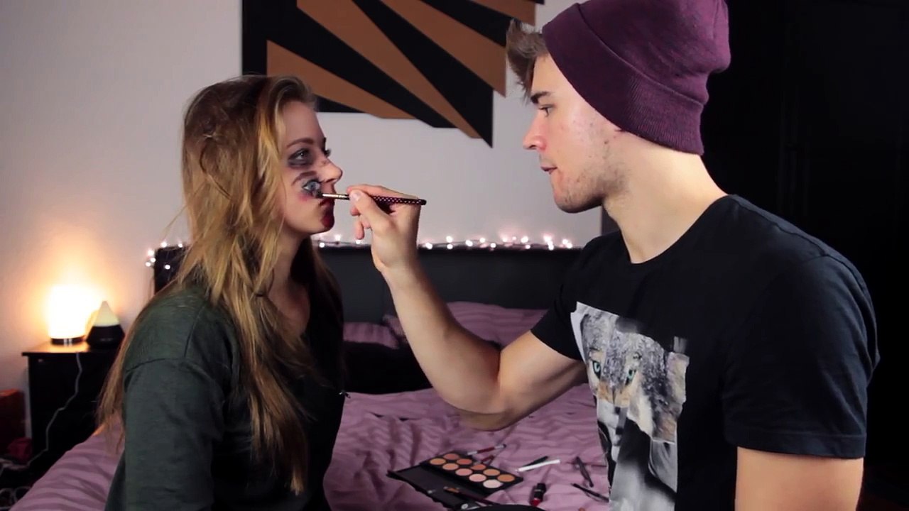 BOYFRIEND DOES MY MAKEUP - *Halloween Edition* | Ambre Vallet