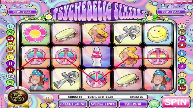 Psychedelic Sixties ilmainen kasino kolikkopeli Rival Video Esikatselu