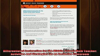 READ book  Differentiated Instruction for the Middle School Math Teacher Activities and Strategies Full EBook