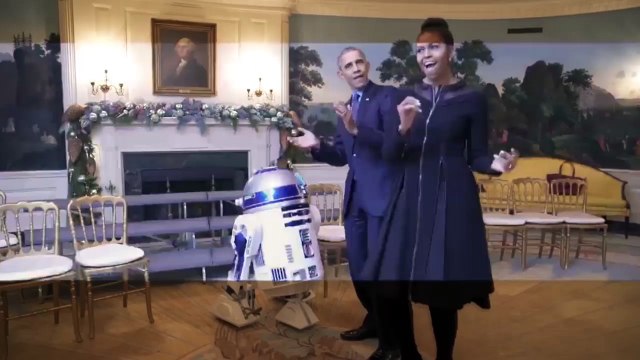 Le couple Obama danse avec R2D2 et un stormtrooper