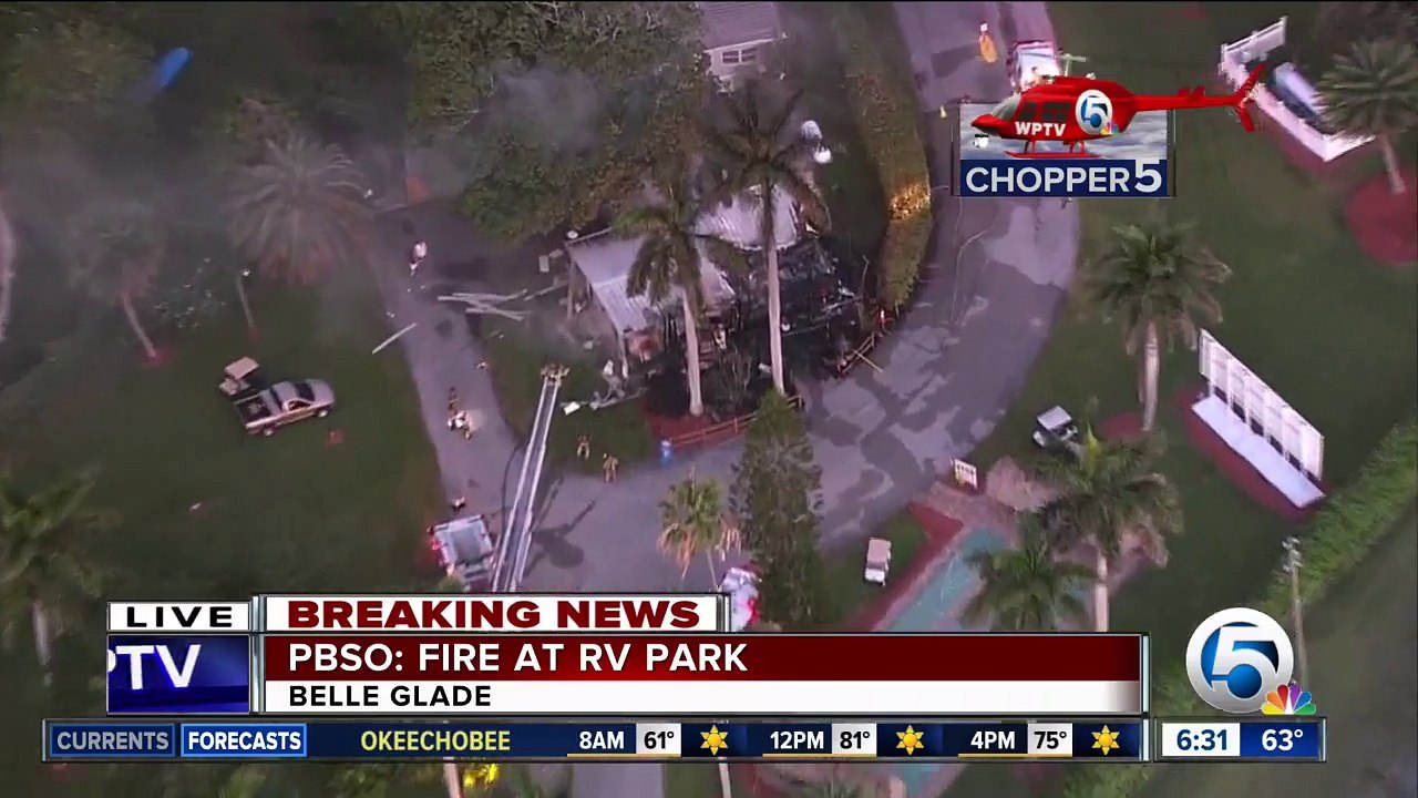 Fire damages RV park near Belle Glade