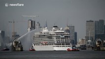 Majestic Viking Sea cruise ship arrives in London on the River Thames