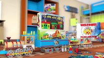 VIDEO FOR CHILDREN Happiness Train Tracks with School Bus & Railway with Hanging Bridge Toys.