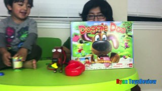DOGGIE DOO Dog Pooping family fun game for kids Egg Surprise Toys Ryan ToysReview