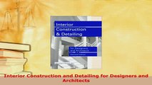 PDF  Interior Construction and Detailing for Designers and Architects Ebook