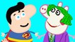 Peppa Pig Episodes of Superheroes _ Painting Peppa Pig Superman, Batman, Joker, Spiderman