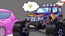 Car Cartoons. Monster Trucks race for kids. Heavy Vehicles - Excavator. Racing Cars. Episode 126