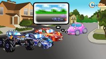 Car Cartoons for kids. Monster Truck & Police Car. Track with obstacles. Racing Cars. Episode 123