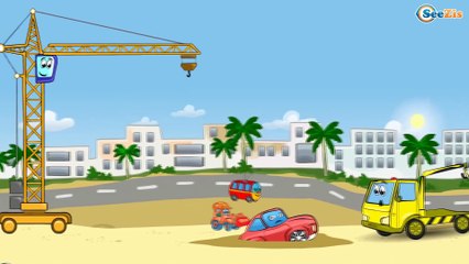 Car Cartoons. Tow Truck, Crane, Fire Truck, Monster Truck. Compilation for kids. Episode 112