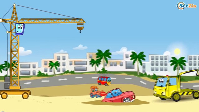 Car Cartoons. Tow Truck, Crane, Fire Truck, Monster Truck. Compilation for kids. Episode 112