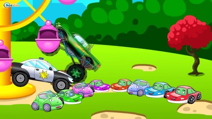 Car Cartoons. Monster Truck with Police Car. Car Service. Cars in the Amusement Park. Episode 118
