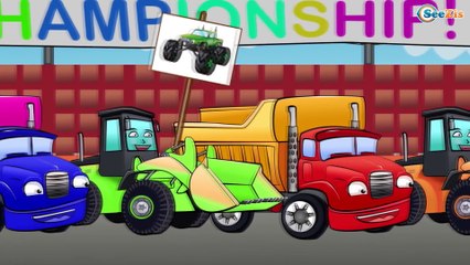 ✔ Monster Truck with Heavy Vehicles — Truck and Bulldozer / Cars Cartoons Compilation for kids ✔