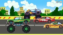 ✔ Monster Trucks with Sport Cars Race / Police Car and Tractor / New Cartoons Compilation ✔