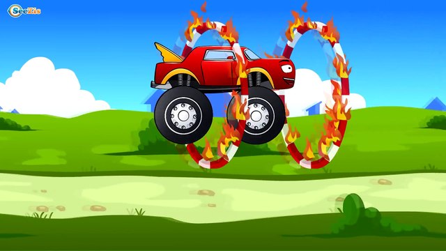 Car Cartoons. Monster Truck Race with obstacles. Extreme Speed & Jumping. Emergency Cars TV