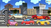 Car Cartoons for kids. Tow Truck and Auto Service. Racing Car, Truck and Excavator - Heavy Vehicles