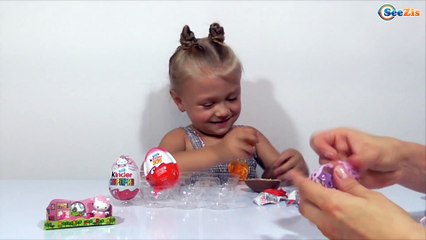 Hello Kitty. Yaroslava unboxing Chocolate eggs with a surprises. Kinder Surprise. Toys for children