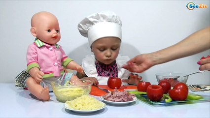 ✔ Baby Born with cook Yaroslava prepares stuffed tomatoes. Delicious / Video for children ✔