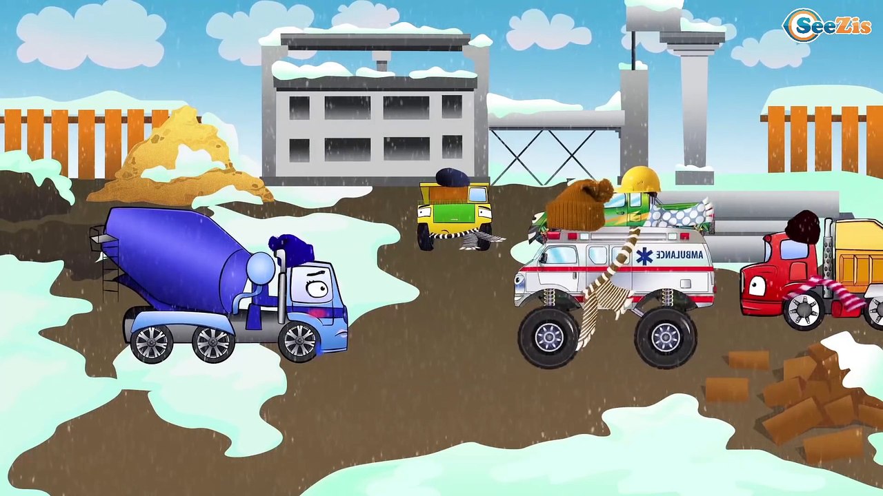✔ Cars Cartoons Compilation for kids. Truck. Heavy Vehicles. Winter Construction Site. Episode 51✔