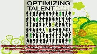 best book  Optimizing Talent What Every Leader and Manager Needs to Know to Sustain the Ultimate