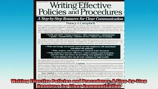 FREE PDF  Writing Effective Policies and Procedures A StepbyStep Resource for Clear Communication READ ONLINE