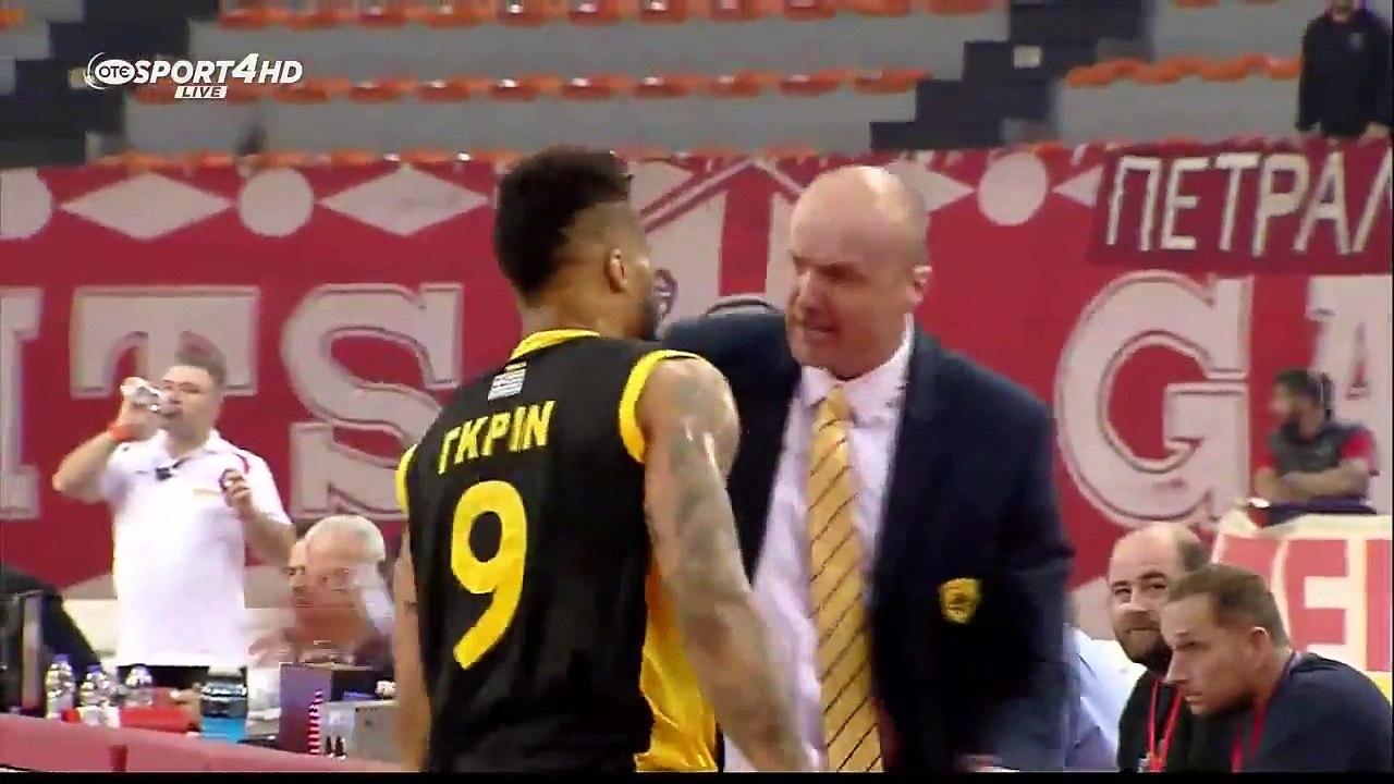 Άγριο επεισόδιο Γκριν-Ζντοβτς ΟΣΦΠ - ΑΕΚ ΜΠΑΣΚΕΤ 06-05-2016 HD