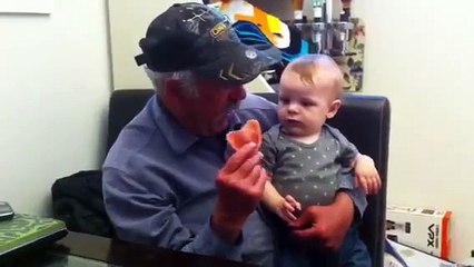 Grandpa Removes Teeth And Scares Baby