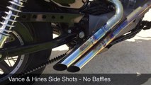 Vance & Hines Side Shots - Baffles Comparison