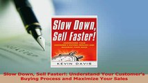 Download  Slow Down Sell Faster Understand Your Customers Buying Process and Maximize Your Sales Free Books