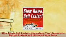 Download  Slow Down Sell Faster Understand Your Customers Buying Process and Maximize Your Sales  Read Online