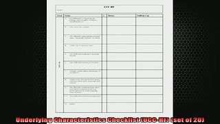 READ book  Underlying Characteristics Checklist UCCHF set of 20 Full Free