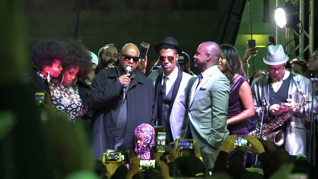 Thousands join Stevie Wonder to pay tribute to Prince in LA