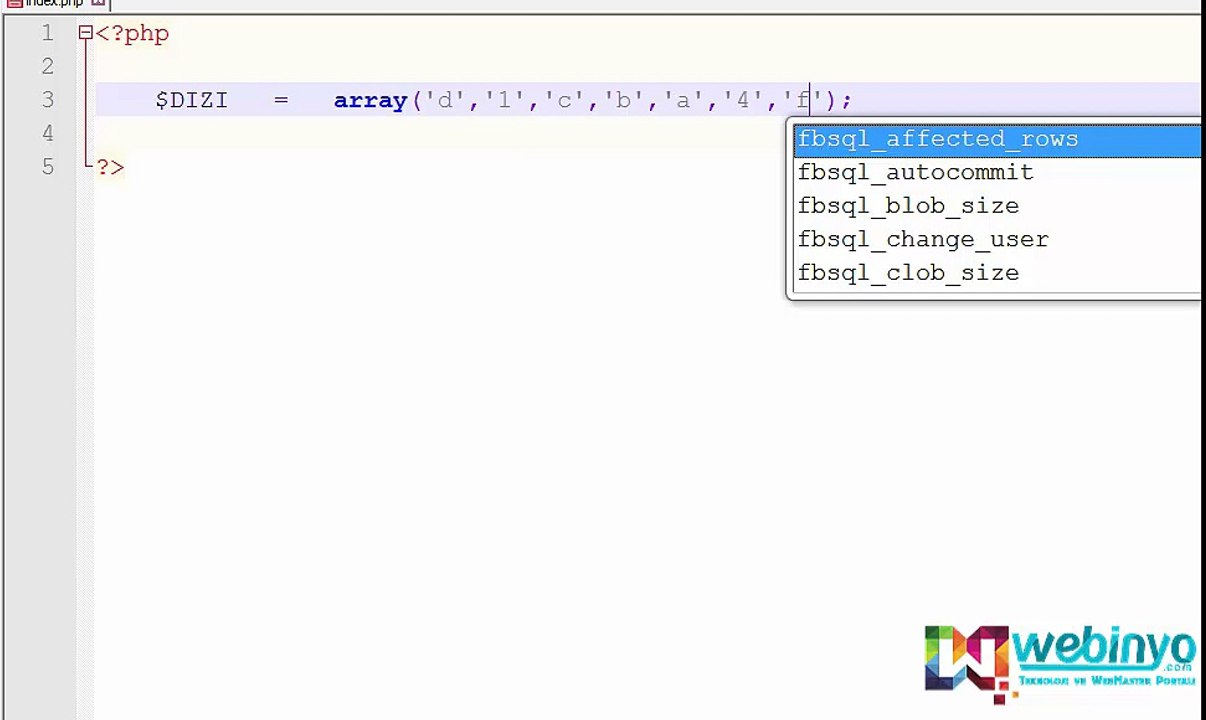 PHP sort() Fonksiyonu Kullanımı – Diziyi Alfabetik Sıraya Göre Sıralama