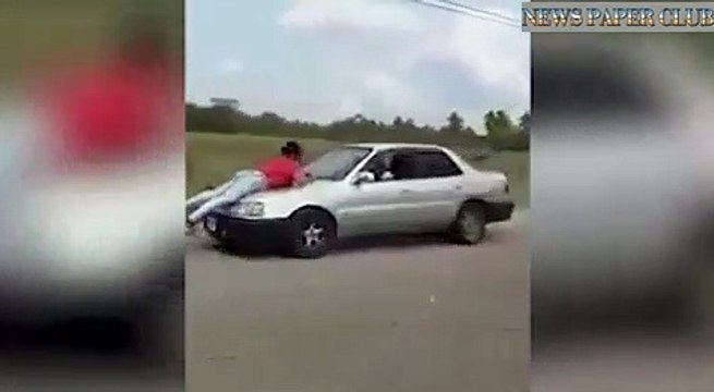 man ties wife to his car bonnet and speeds down road - because he says she cheated on him