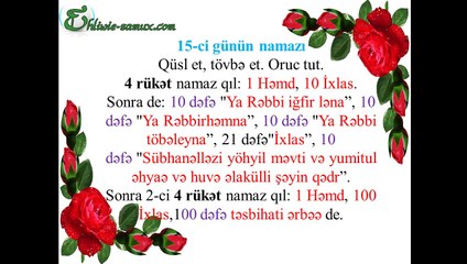 Saban ayinin gundelik namazlari