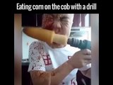 Eating Corn On The Cob With A Drill