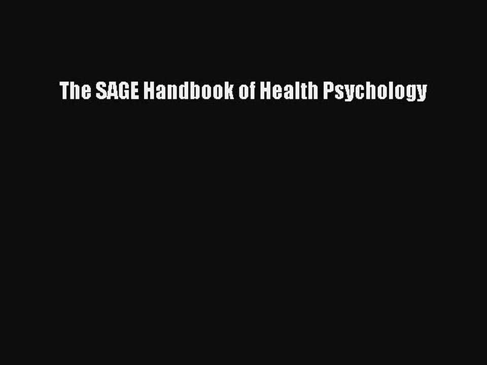 Download The SAGE Handbook of Health Psychology  Read Online