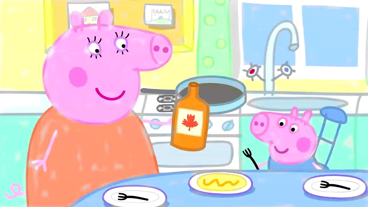 Peppa Pig Mummy Feeding George Pancakes With Maple Syrup Coloring Pages 30 min