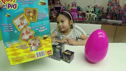 POP THE PIG Family Fun Game for Kids + Big Egg Surprise Opening Toys Kinder Egg SpiderMan ToysReview